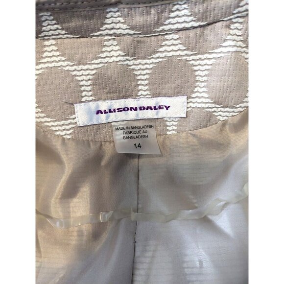 Vintage Open Front Jacket Womens Size 14 Beige Polka Dot Blazer Neutral Textured - Picture 5 of 6